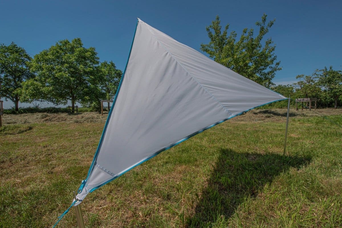 BENT Connectable awning “Zip-Canvas” gray / zip light blue