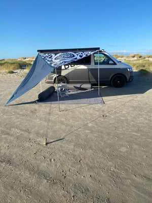 BENT Verbindbares Sonnensegel „Zip-Canvas“ Neuseeland Design Oktopus Druck / RV schwarz